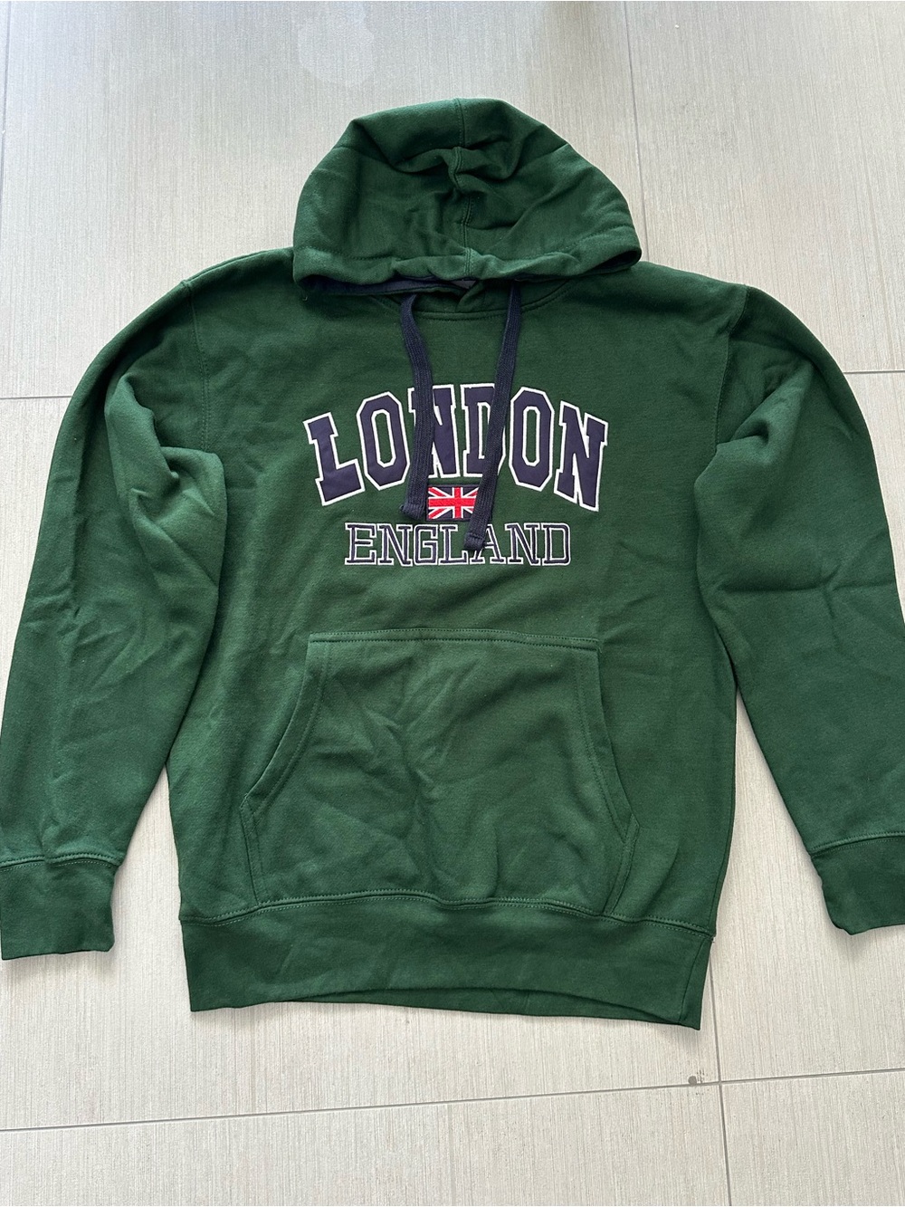 London England Green Hooded Pullover Sweatshirt